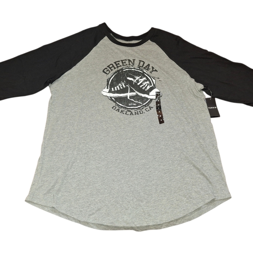 Torrid Gray and Black Long Sleeve Tee Green Day NWT